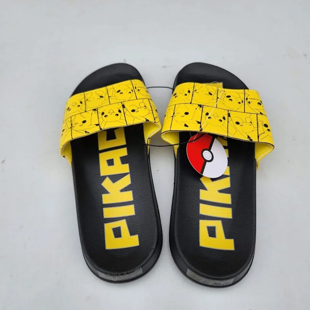 NEW Men's Size 10 Sandals Pikachu Pokemon Yellow Black NEW NWT Slides Pokémon Br